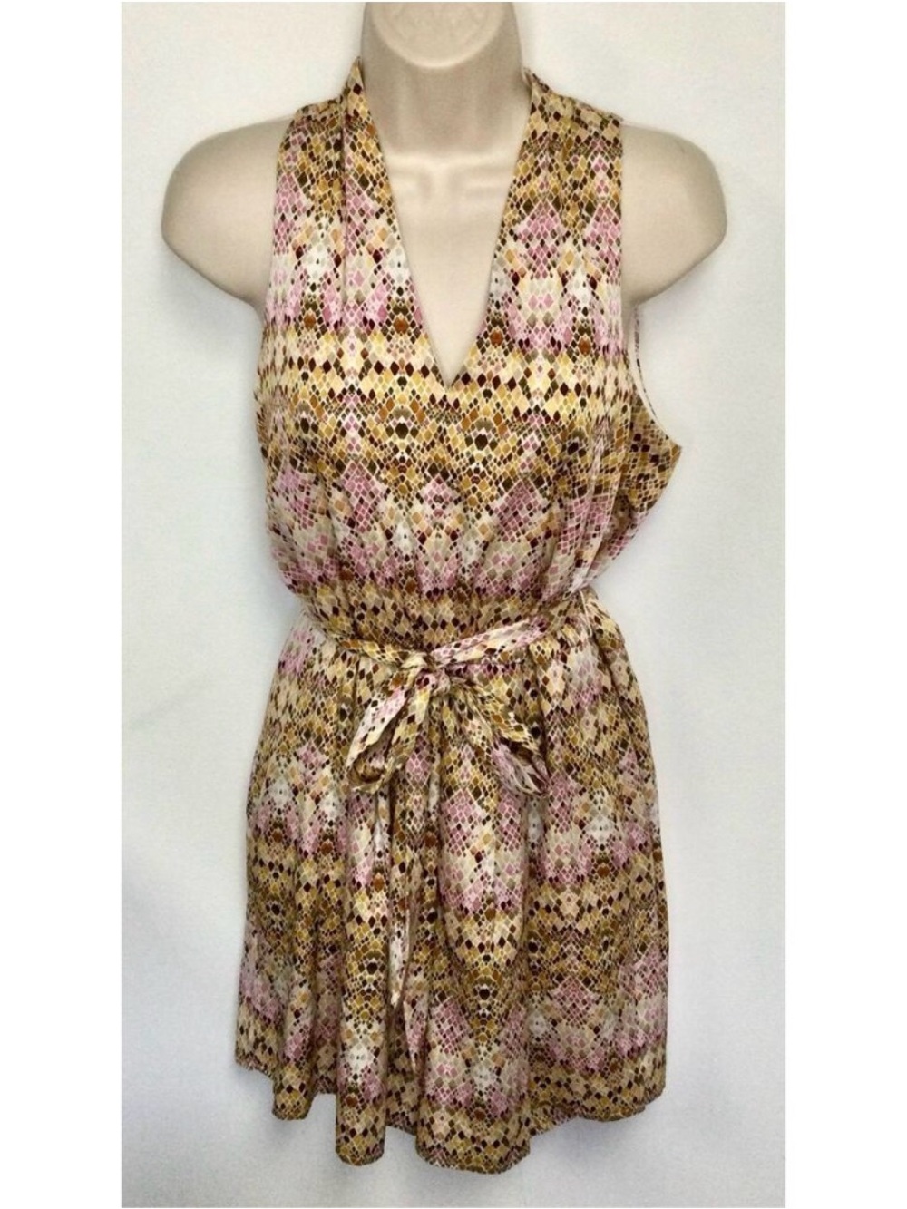 Calvin Klein Womens Multicolor Snake Patterned V-Neckline Sleeveless Romper 6